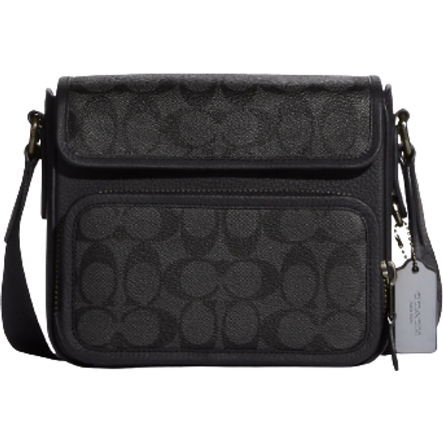 Coach Sullivan Flap Crossbody in Signature - Gunmetal/Black/Charcoal ...