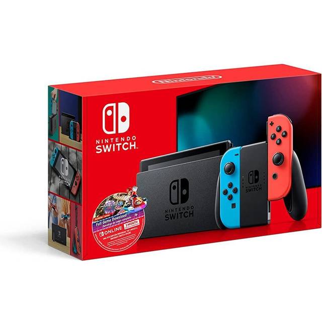 Nintendo Switch with Neon Blue Red Joy Con Mario Kart 8 Deluxe