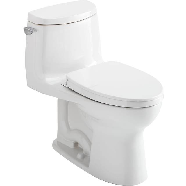 SANIFLO Sanicompact White Dual Flush Elongated Chair Height Soft Close  Toilet 12-in Rough-In 1-GPF in the Toilets department at