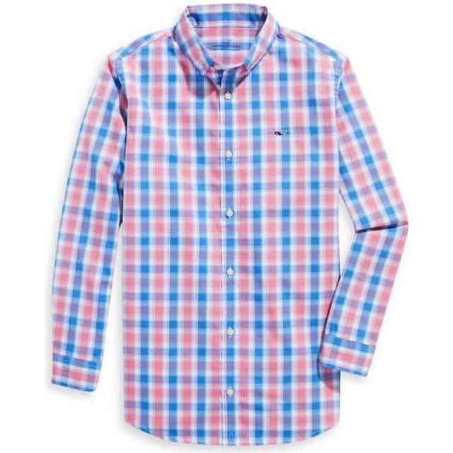 Vineyard Vines Boy's Classic-Fit Check Poplin Shirt - Bermuda Pink