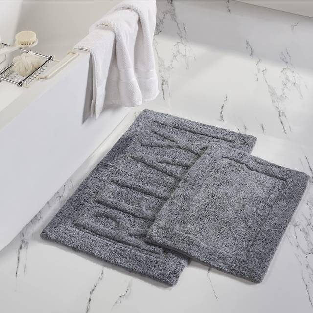 Modern Threads Reversible Contrast Stripe Bath Runner - Silver