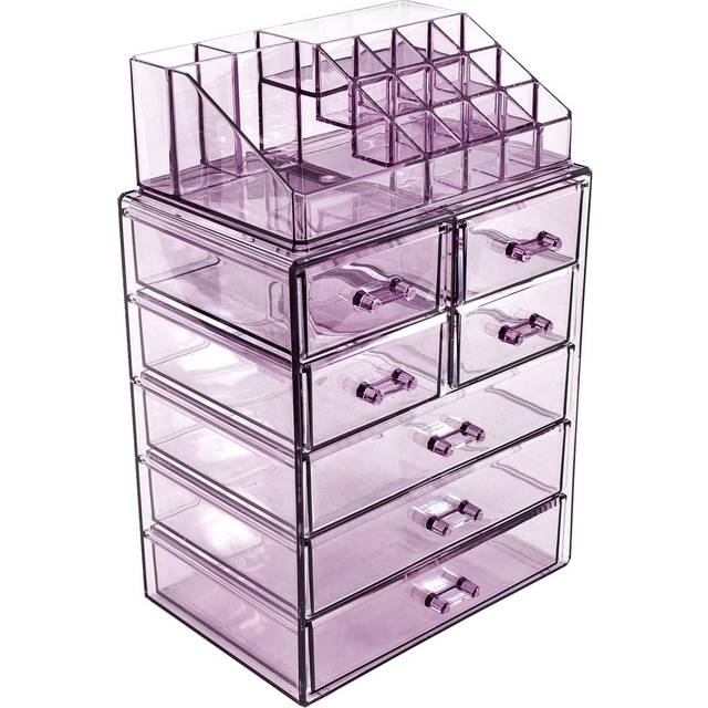 Cosmetic Makeup and Jewelry Storage Case Display, Spacious Design, Great  for Bathroom, Dresser, Vanity and Countertop (3 Large, 4 Small Drawers,  Clear) 