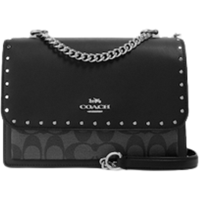 Coach Klare Crossbody In Signature Canvas With Rivets Silver