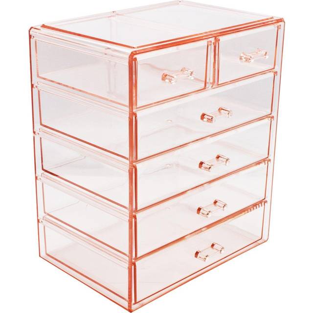 Sorbus Acrylic Cosmetic Makeup and Jewelry Storage Case Display, Pink