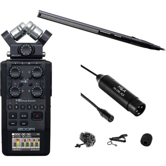 Sennheiser MKH-416 Microphone Zoom H6 Handy Recorder, Black XLR