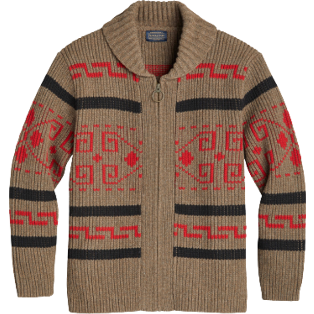 Pendleton Men's The Original Westerley Sweater - Taupe Mix/Red