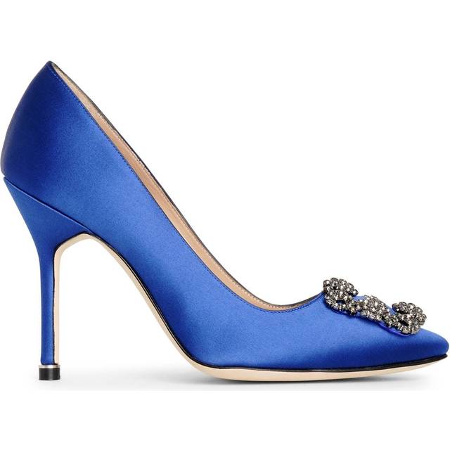 Manolo Blahnik Hangisi 105 Satin - Blue • Prices »