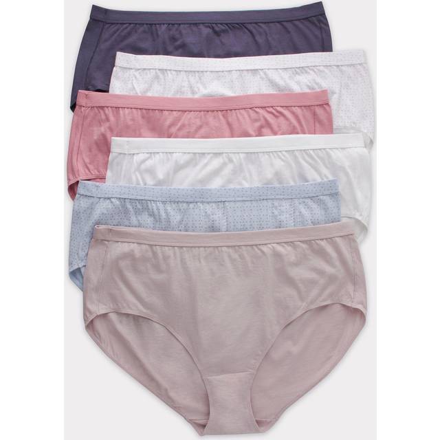 JUST MY SIZE Women's Plus Size Pure Comfort Cotton Brief Underwear, 6-Pack,  Assorted Color