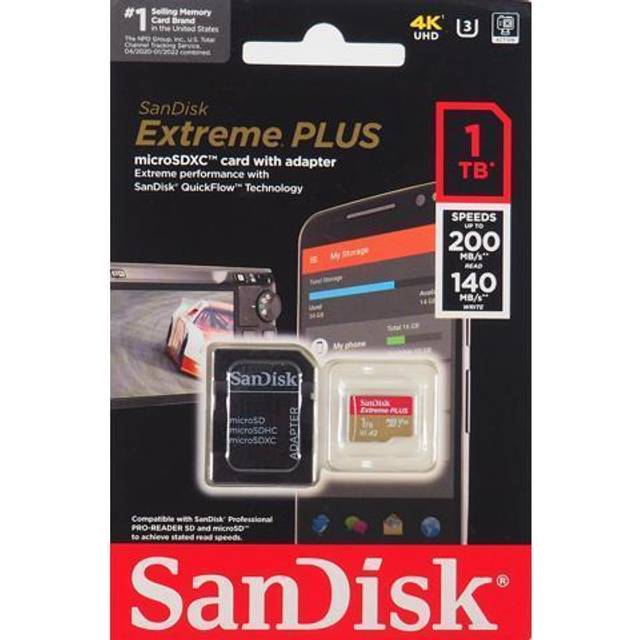 SanDisk Extreme PLUS 1TB microSDXC UHS-I Memory Card SDSQXBD-1T00