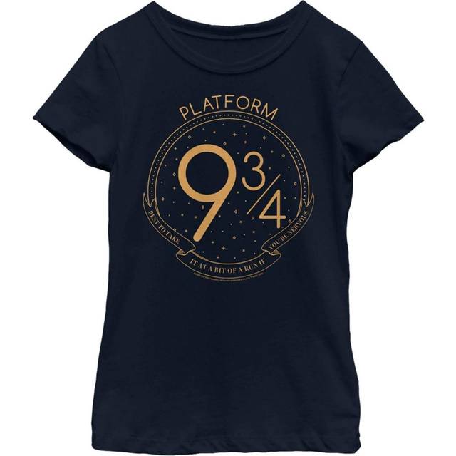 Harry Potter Girl's Platform 3/4 Line Art Child T-Shirt Navy blue • Price »