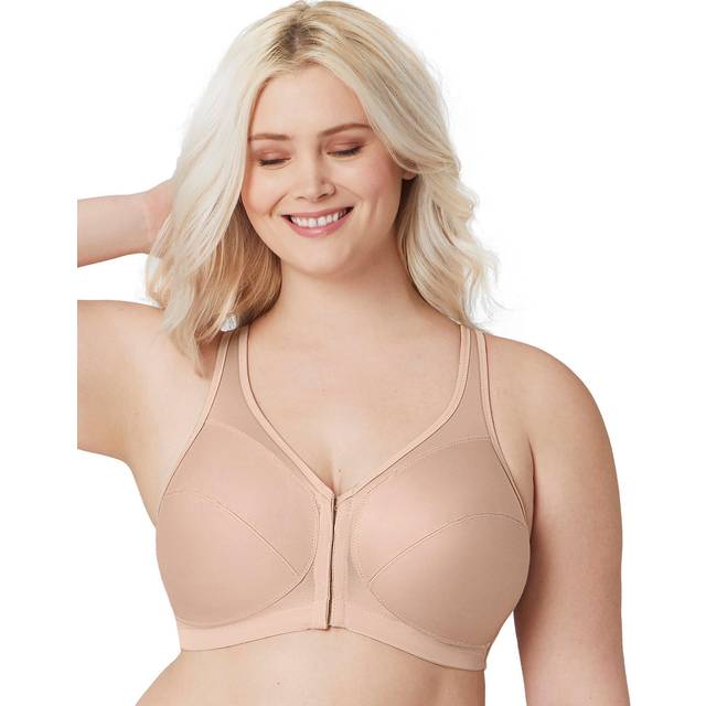 Glamorise Women's Full Figure Plus Size Magiclift Front Close Posture Back  Support Bra In Cafe