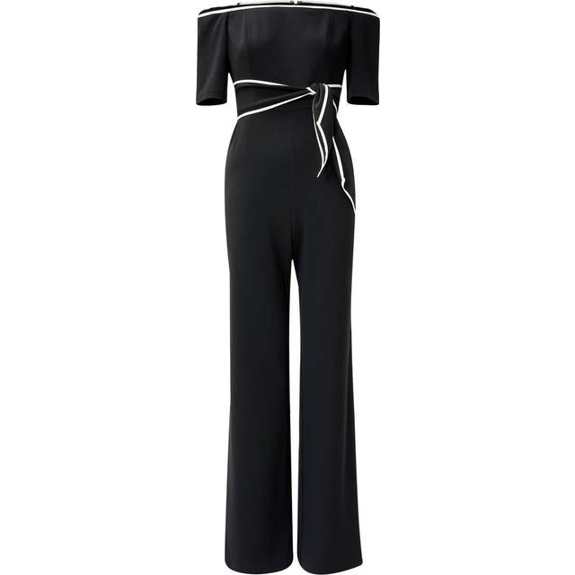 Adrianna Papell Tie Waist Knit Crepe Jumpsuit Black Price