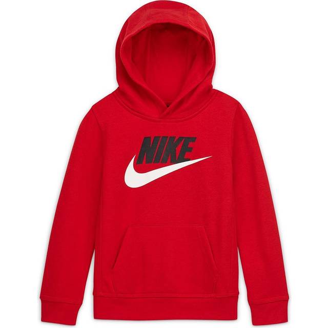 Red nike hoodie with best sale black swoosh