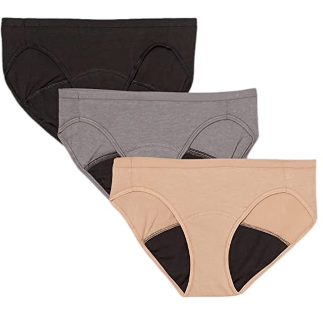 Hanes Comfort, Period. Women's Bikini Period Underwear, Light Leaks,  Neutrals, 3-Pack