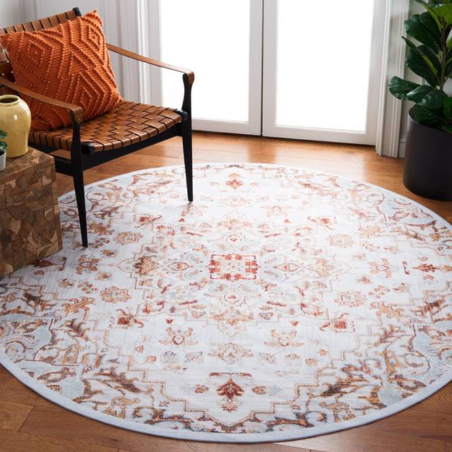 Safavieh Tucson Collection TSN105F Light Grey / Rust Rug - 5' x 8