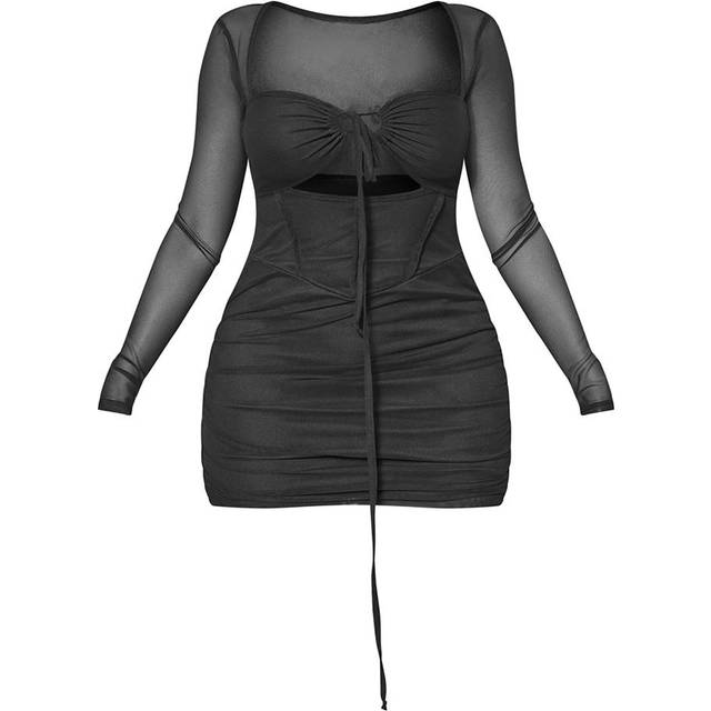 Shape Black Corset Detail Zip Up Hoodie