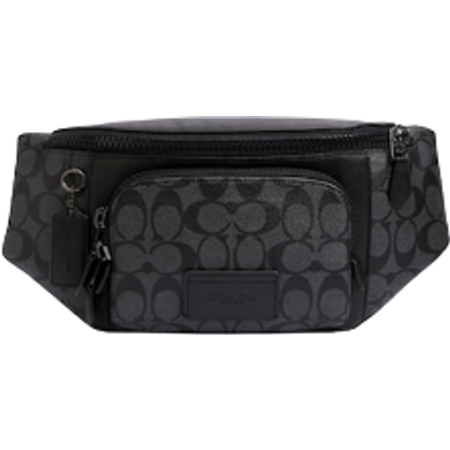 Coach Track Belt Bag In Signature Canvas - Gunmetal/Charcoal/Black • Price »