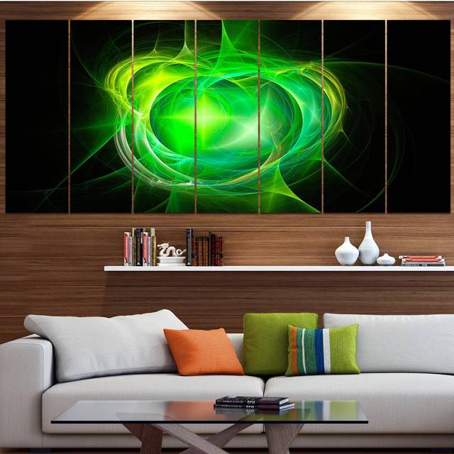 Design Art Green Fractal Explosion Supernova Abstract Print on Canvas  Wall Decor • Price »