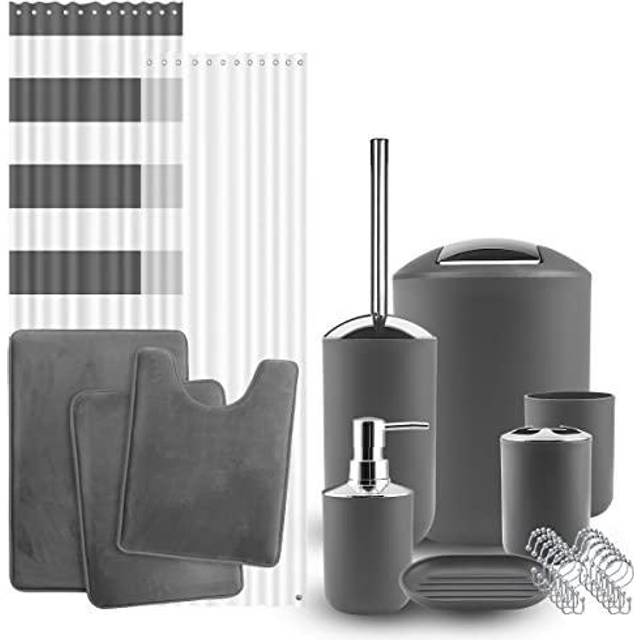 Clara Clark 23 Piece Complete Bathroom Accessory Set with Bath Rugs, Shower  Curtain Set, Liner, and Hooks & Reviews