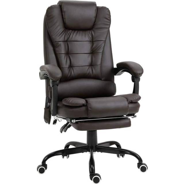 Vinsetto 7-Point Vibrating Massage Office Chair High Back Executive Recliner with Lumbar Support, Footrest, Reclining Back - White