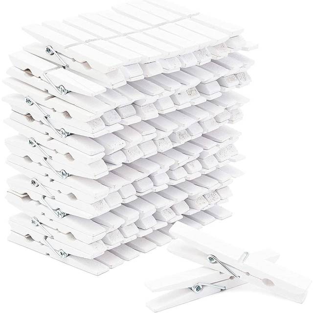 Juvale Clothespins for Hanging 4 in, White, 100 Pack • Price »