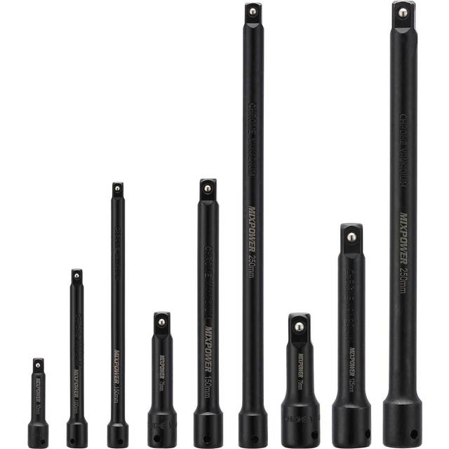 MIXPOWER 9-Piece Extension Bar Set, 1/4, 3/8 and 1/2 Drive
