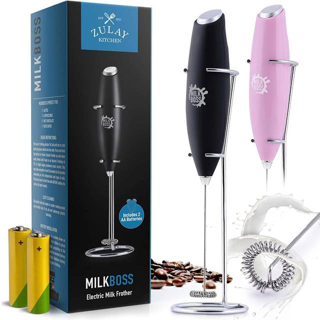 Zulay Kitchen Double Whisk Milk Frother Handheld Mixer High