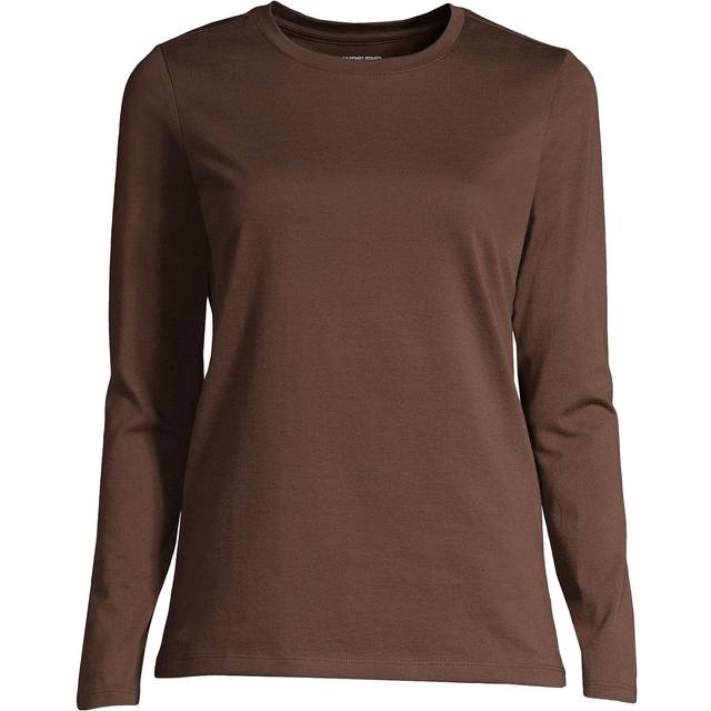 Lands' End Women's Relaxed Supima Cotton Long Sleeve Crewneck T-shirt -  Rich Coffee • Price »