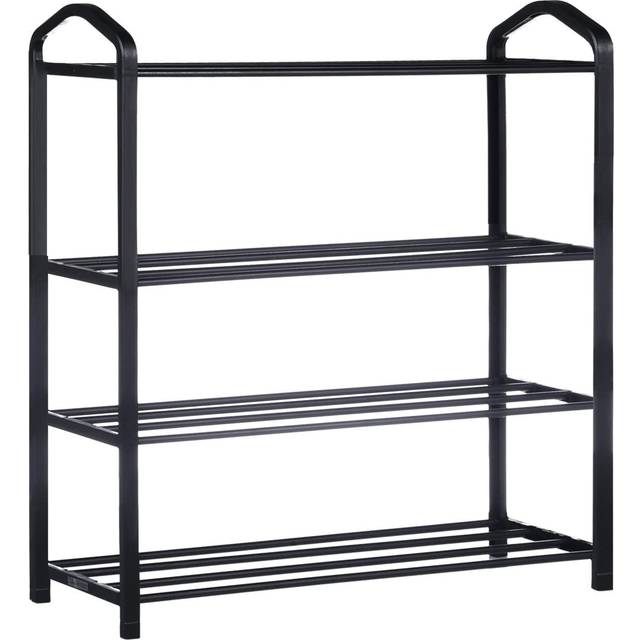 YSSOA 4-Tier Stackable Shoe Rack, 12-Pairs Sturdy Shoe Shelf Storage ,  Black Shoe Tower for Bedroom, Entryway, Hallway, and Closet