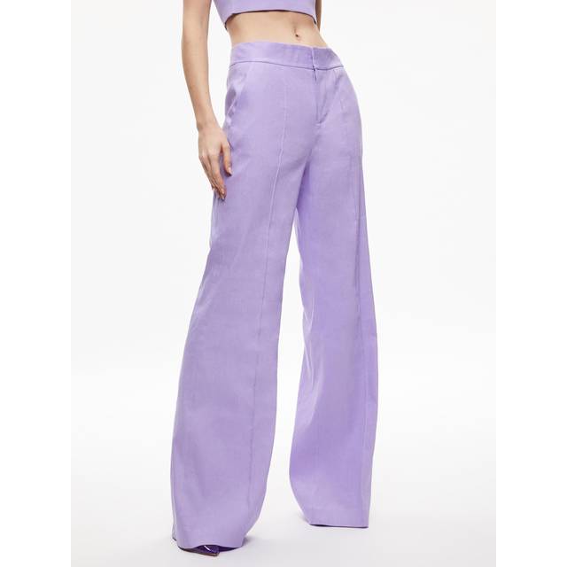 Alice Olivia Dylan high waist wide leg trousers women Eco Linen Elastane Viscose Polyester Purple