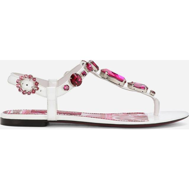 Dolce & Gabbana Embellished leather sandals white • Price »