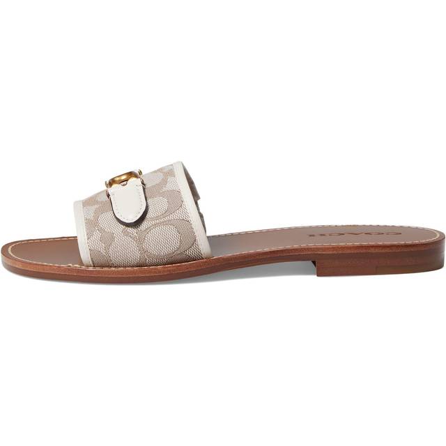 COACH Page Ankle Wrap Logo Jacquard Leather Wedge Sandals | Dillard's