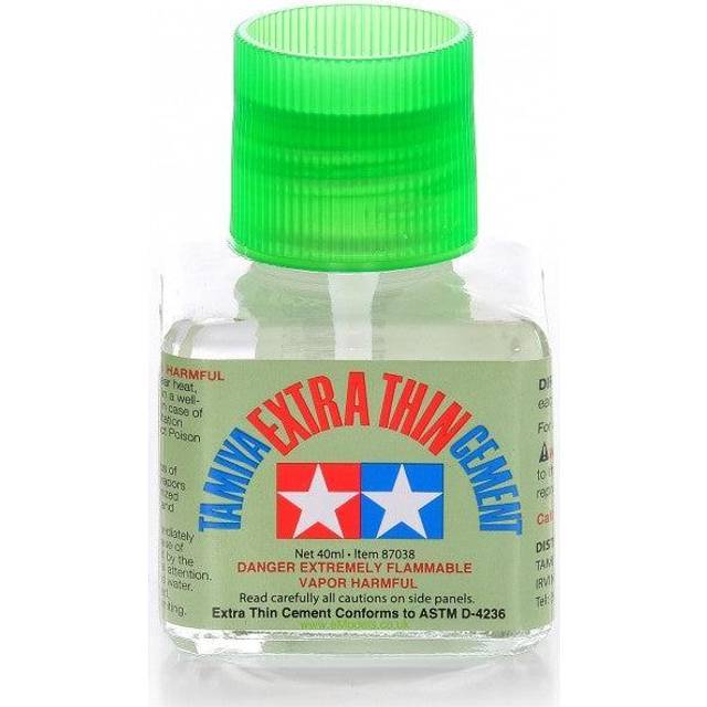 Tamiya's excellent Extra Thin Liquid cement for plastic models, 40ml bottle
