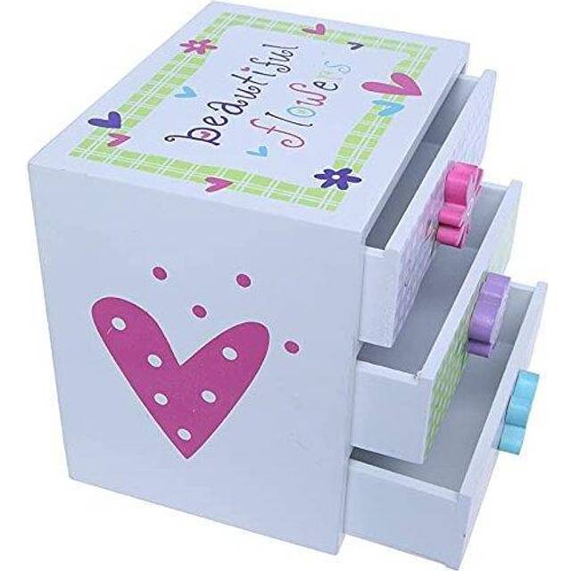 Juvale Floral kids jewelry box with drawers, hair accessories