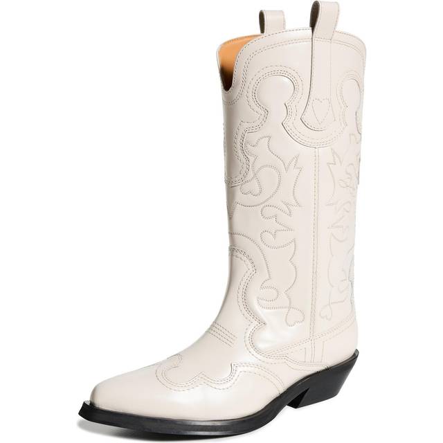 GANNI Embroidered leather cowboy boots