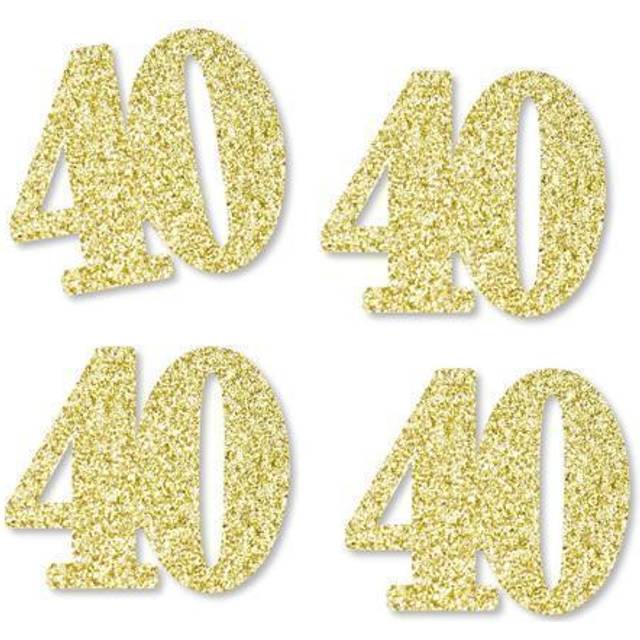 Big Dot of Happiness Gold glitter 40 no-mess real gold glitter cut-out  numbers 40th confetti 24 ct • Price »