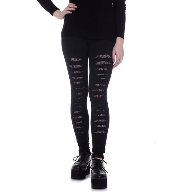 Vixxsin Slasher Ripped Holes Floral Lace Gothic Emo Punk Leggings