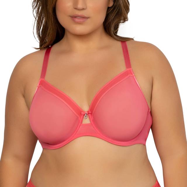 Curvy Couture Sheer Mesh Full Coverage Unlined Underwire Bra in