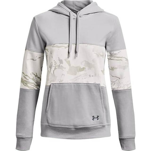 Under Armour Women s Rival Fleece Blocked Hoodie Halo Grey Snow Camo Pitch Grey