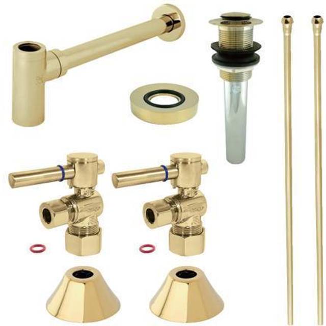 Kingston Brass CC43107DLLKB30 Modern Plumbing Sink Trim Kit with Bottle Trap, Brushed Brass