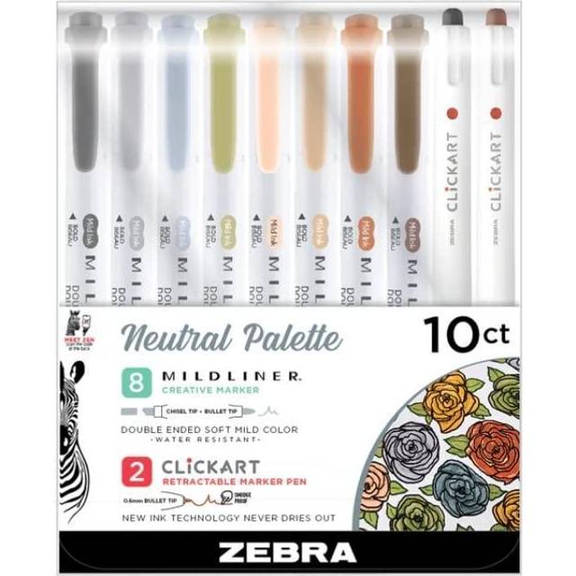 Zebra Mildliner Double-Ended Highlighter 5-Pack - Neutral Set