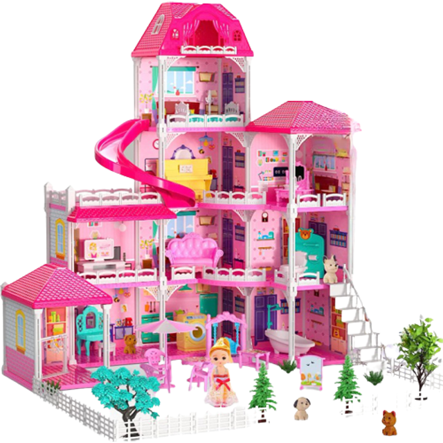 Doll House, Dream Doll House Furniture Blue Girl Toys, 4 Stories 10 Rooms  Dollhouse with 2 Princesses Slide Accessories, Toddler Playhouse Gift for  for 3 4 5 6 7 8 9 10 Year Old Girls Toys - Yahoo Shopping