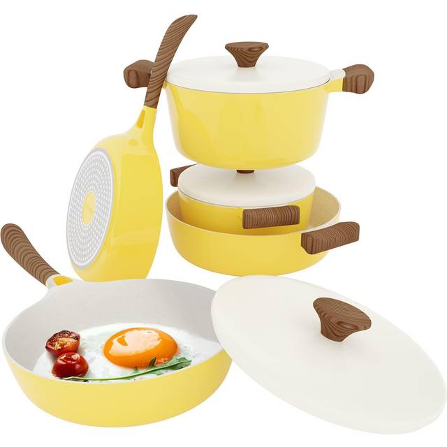 Vkoocy White Pots and Pans Set Non Stick, Ceramic Cookware Set Non