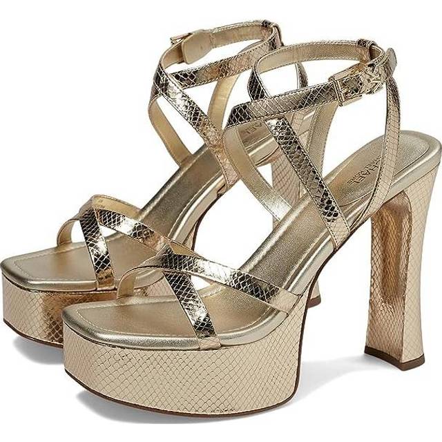 Michael Kors Paola Metallic Snake Embossed Leather Platform Sandal