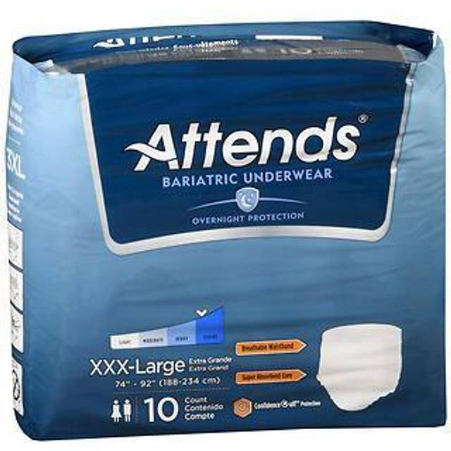 Attends Bariatric Disposable Underwear Pull On with Tear Away Seams  3X-Large, AU60, Severe, 10 Ct