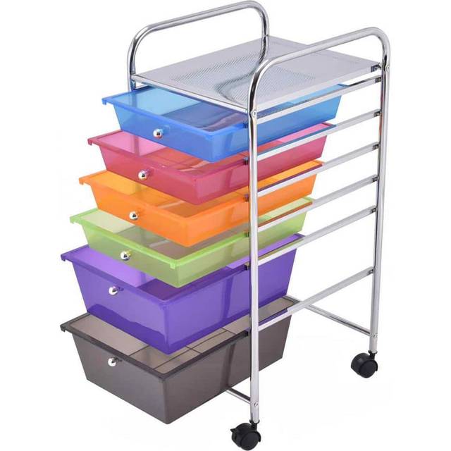 IRIS USA 6 Drawers Scrapbook Plastic Storage Cart with Organizer