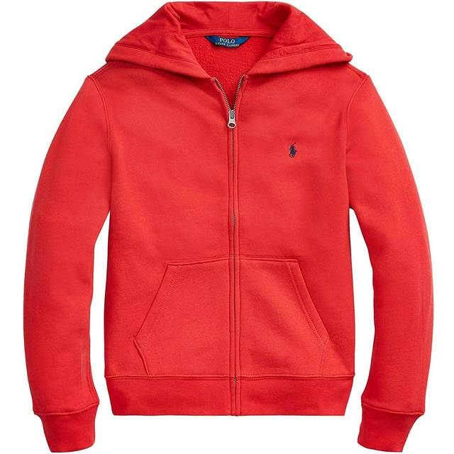 Polo Ralph Lauren men's Red Fleece Full Zip Hoodie - size XL - plaid lining