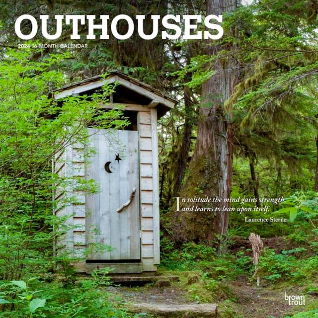 Brown Trout Outhouses 2024 12 Monthly Square Wall Calendar Bog • Price