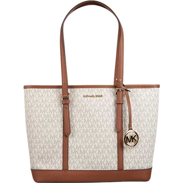 Michael Kors Jet Set Travel Small Logo Top Zip Tote Bag Vanilla