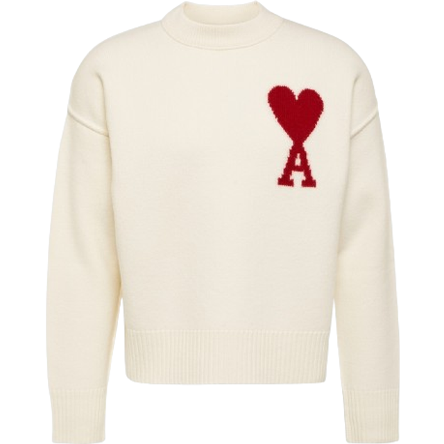 Ami Paris Ami de Coeur Sweater Unisex - Off White/Red